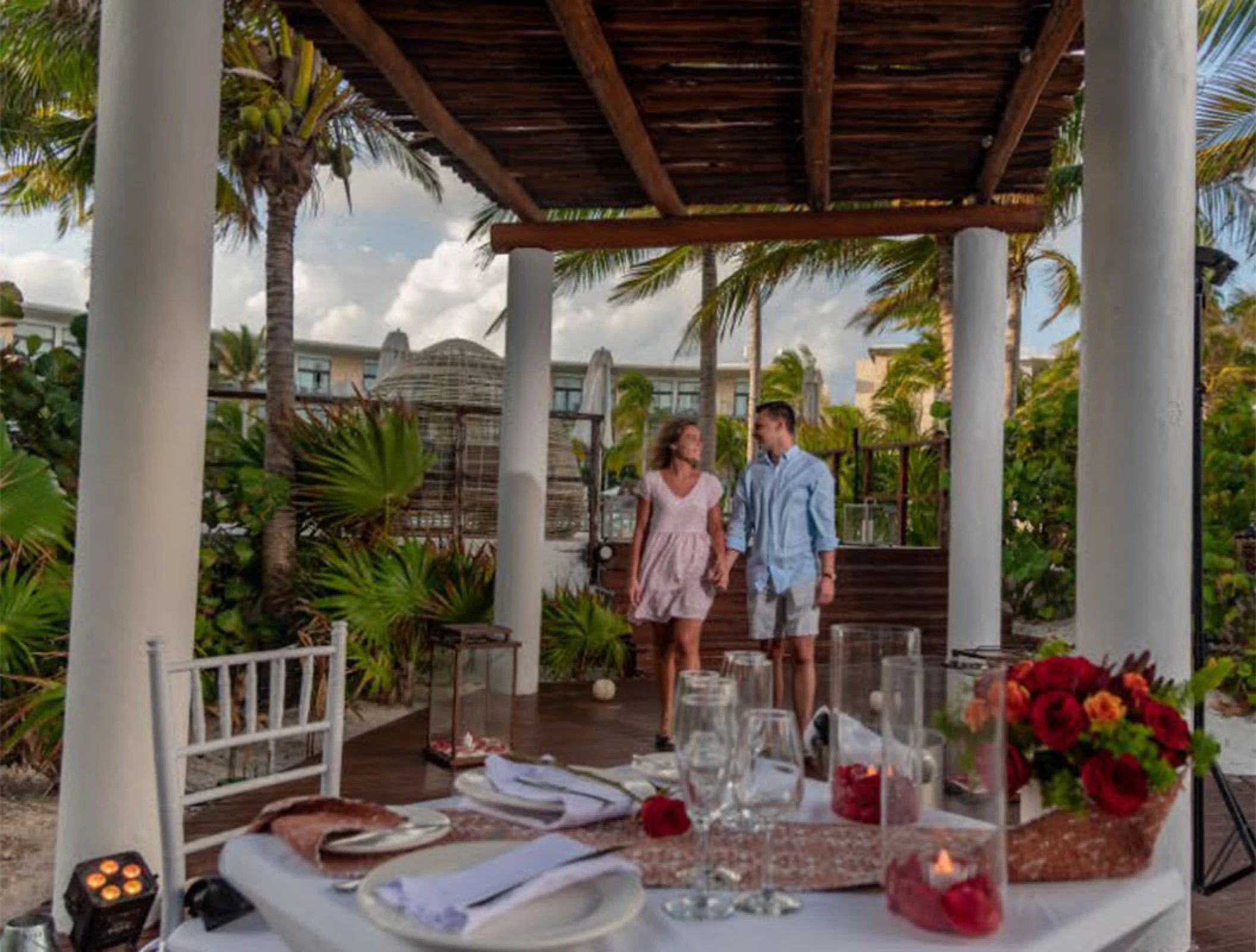 Romantic dinner in the Fire Pit Venue at Haven Riviera Cancun.