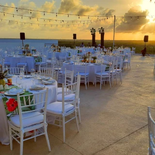 Reception setup in Sunset Terrace Venue at Haven Riviera Cancun.