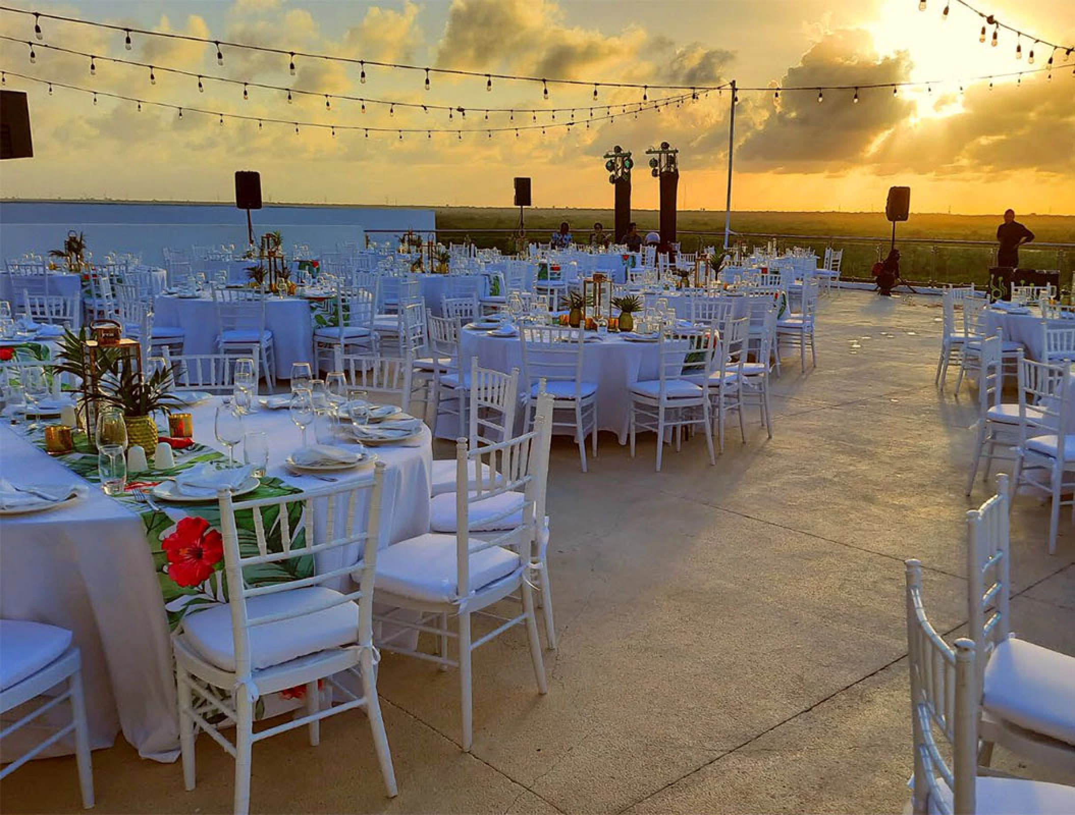 Reception setup in Sunset Terrace Venue at Haven Riviera Cancun.