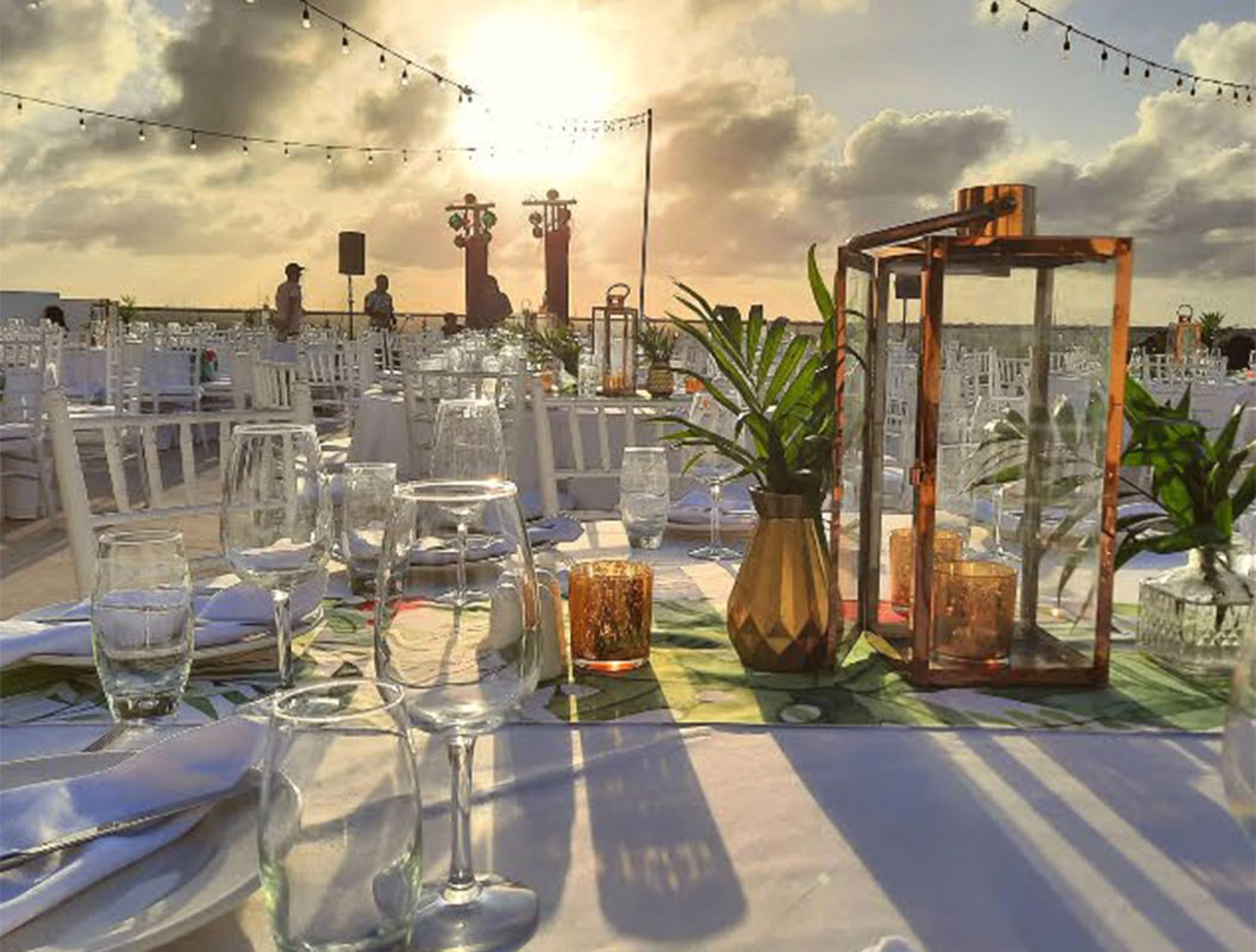 Reception setup in Sunset Terrace Venue at Haven Riviera Cancun.