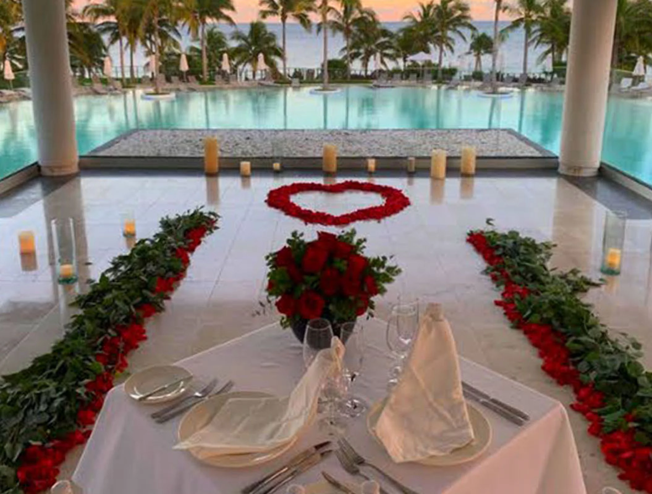 Vistas Wedding Venue romantic dinner setup.