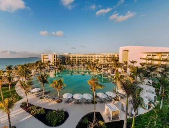 Haven Riviera Cancun Signature Pool Aereal overview.