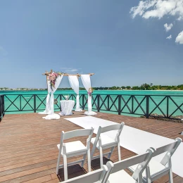 Ceremony decor in the charmin ocean pier at Hideaway at Royalton Negril