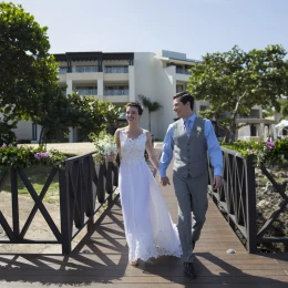 Couple on the ocean pier at Hideaway at Royalton Negril