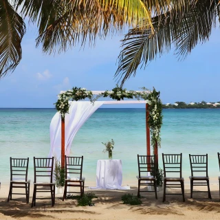 Ceremony decor in the main beach at Hideaway at Royalton Negril