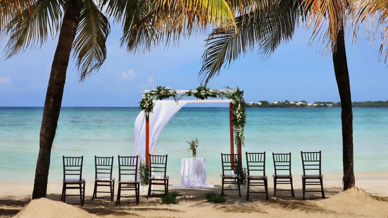 Ceremony decor in the main beach at Hideaway at Royalton Negril