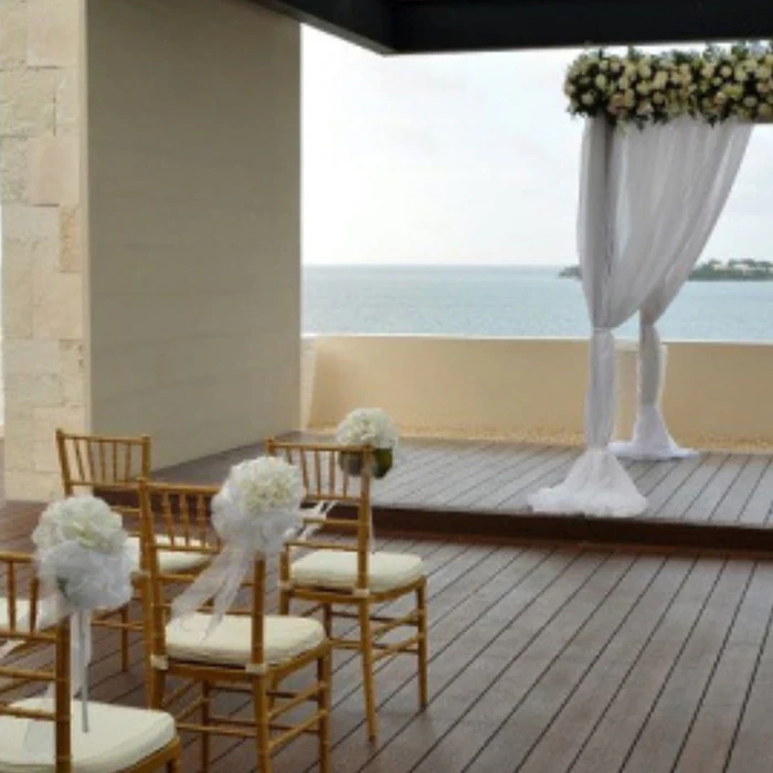 Ceremony decor in the sky terrace at Hideaway at Royalton Negril