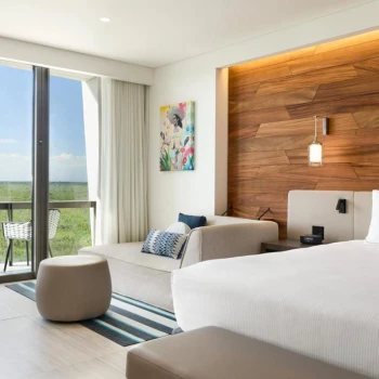 Garden-View Junior Suite at Hilton Cancun.