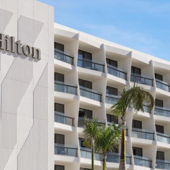 Hilton's Logo on front building