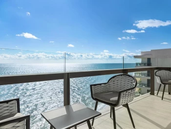 Ocean-View Junior Suite balcony at Hilton Cancun.
