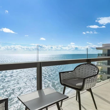 Ocean-View Junior Suite balcony at Hilton Cancun.