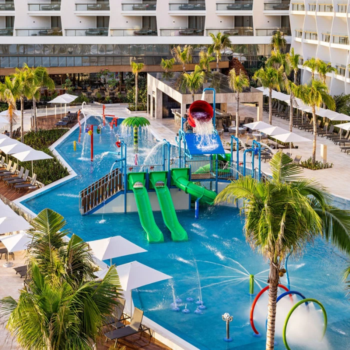 Aerial view of kids' pool at Hilton Cancun.