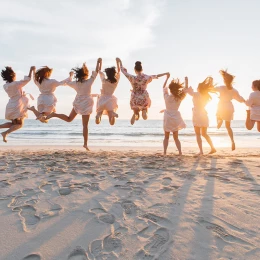 Bride and Bridesmaids at Hilton Cancun.