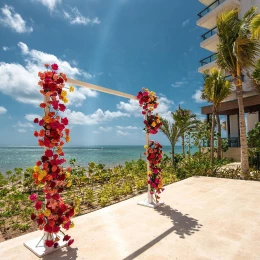 Wedding ceremony setup at Hilton Cancun.