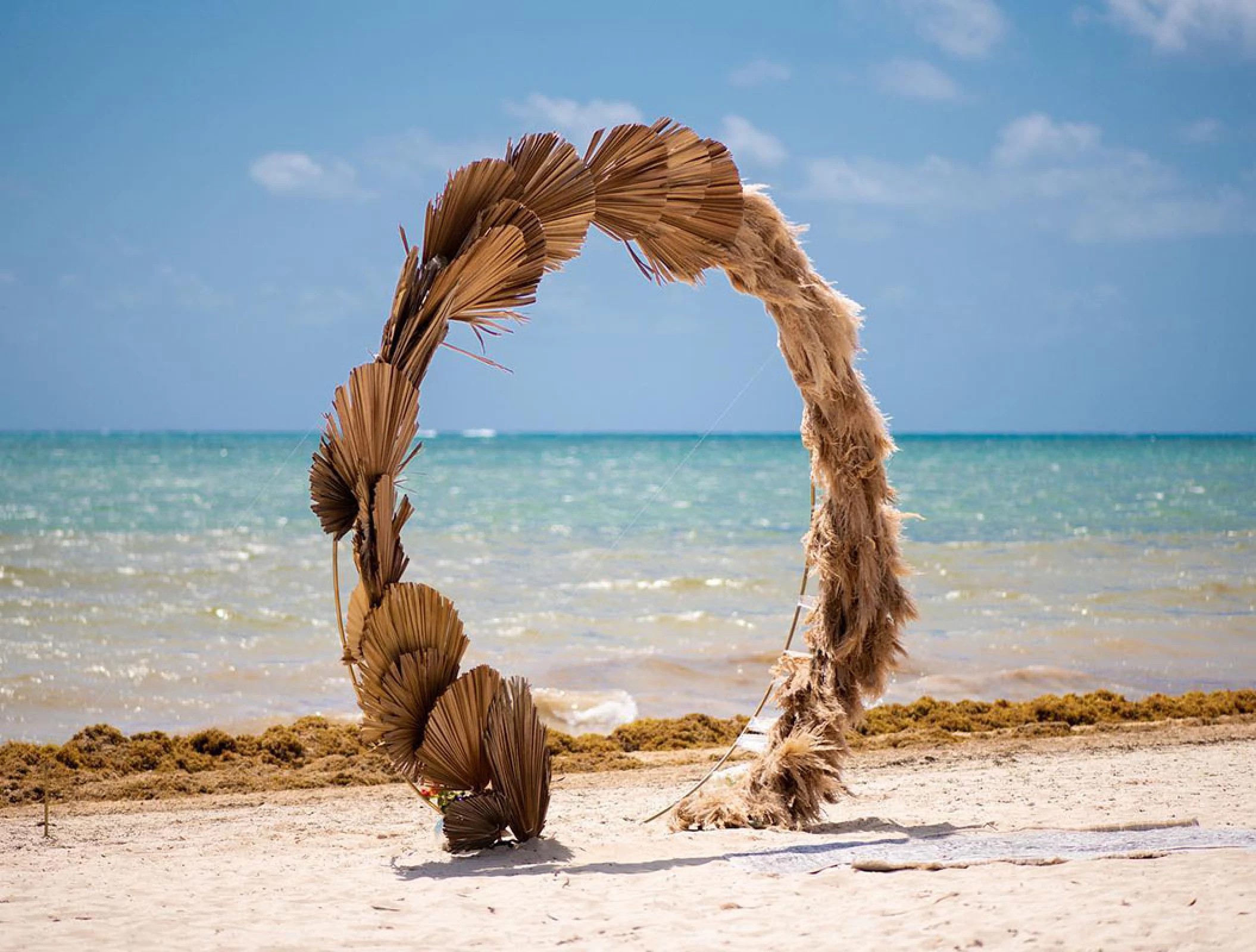 Wedding ceremony setup at Hilton Cancun.