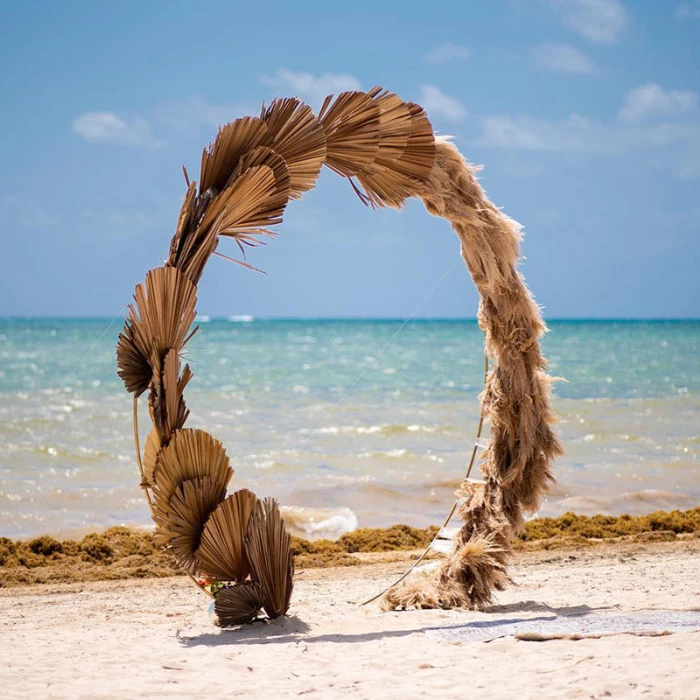 Wedding ceremony setup at Hilton Cancun beach