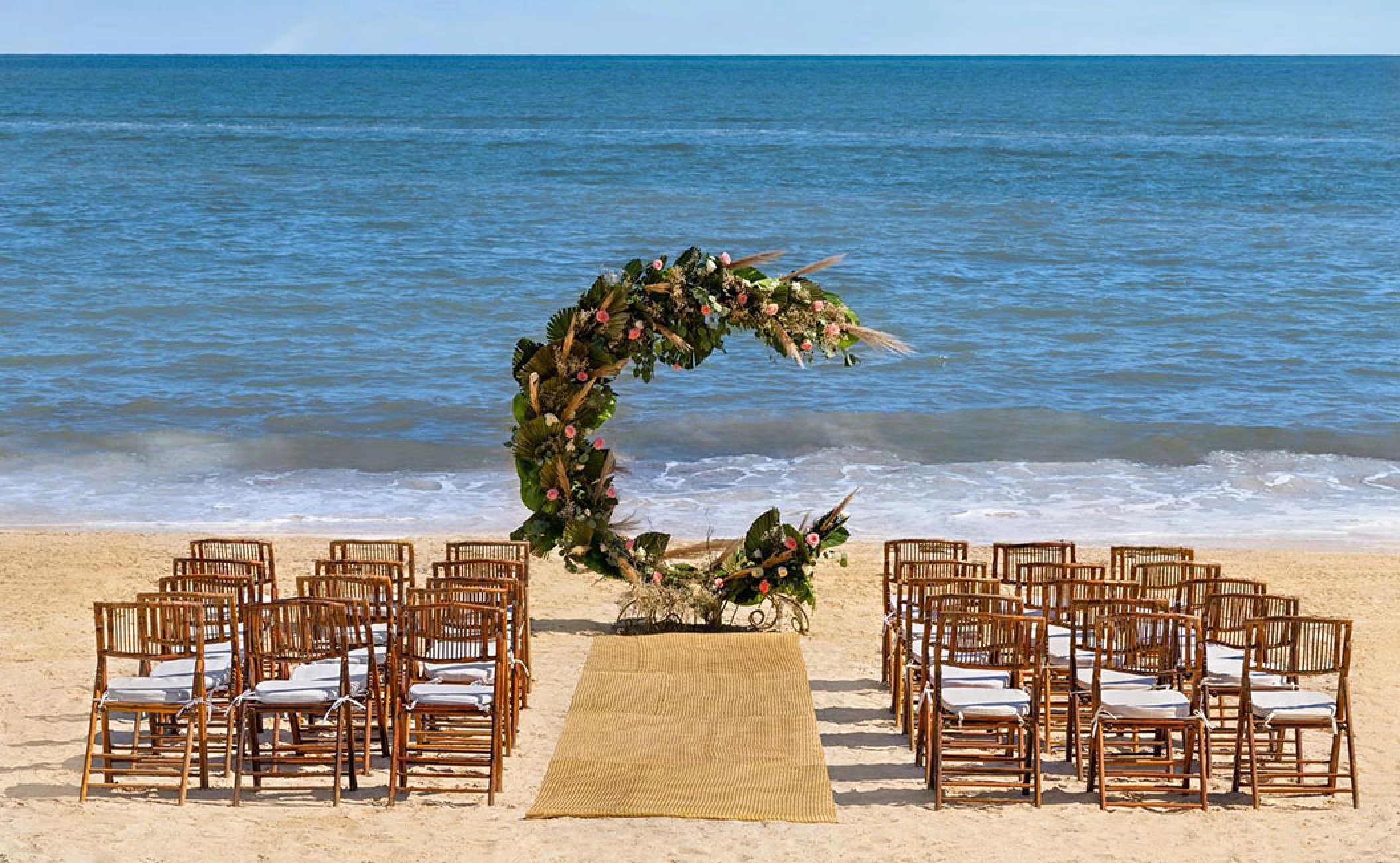 Wedding ceremony setup at Hilton Cancun.