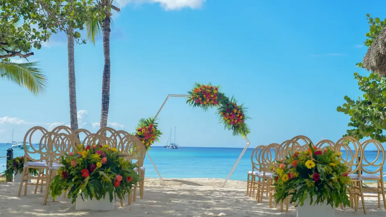Ceremony on the beach at Hilton La Romana, an All Inclusive Adult Resort