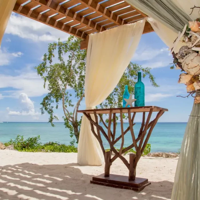 Ceremony decor on the beach at Hilton La Romana, an All Inclusive Adult Resort