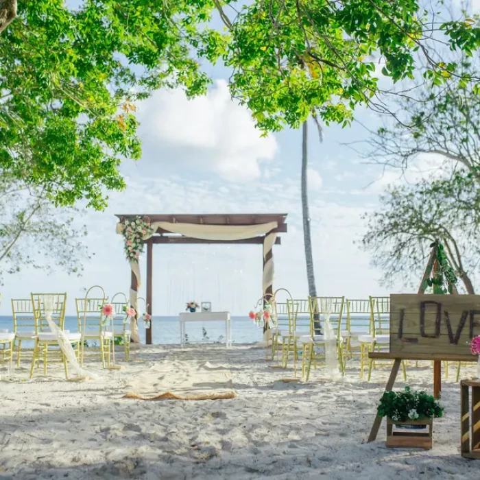 ceremony on the beach at Hilton La Romana, an All Inclusive Adult Resort