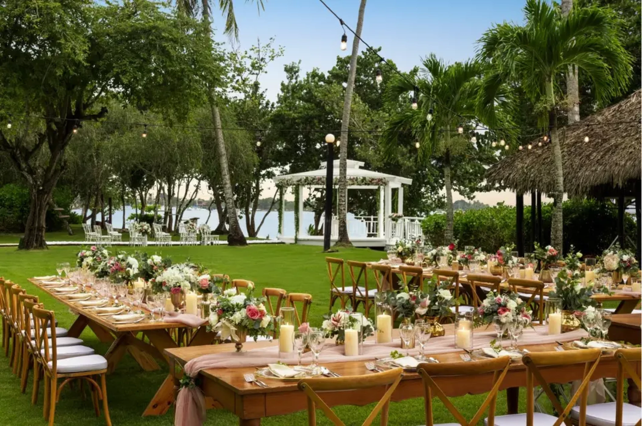 Dinner decor on seaside garden at hilton la romana