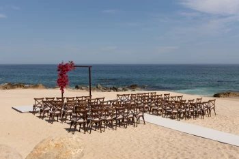 Ceremony decor on the beach at Hilton Los Cabos Beach and Golf