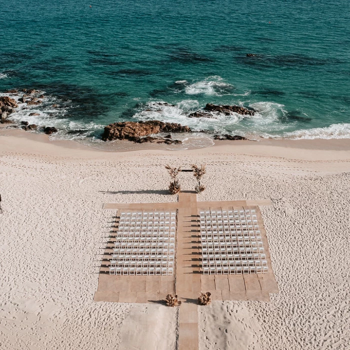 Ceremony decor on the beach at Hilton Los Cabos Beach and Golf