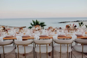Dinner reception on whale watching terrace at Hilton Los Cabos Beach and Golf