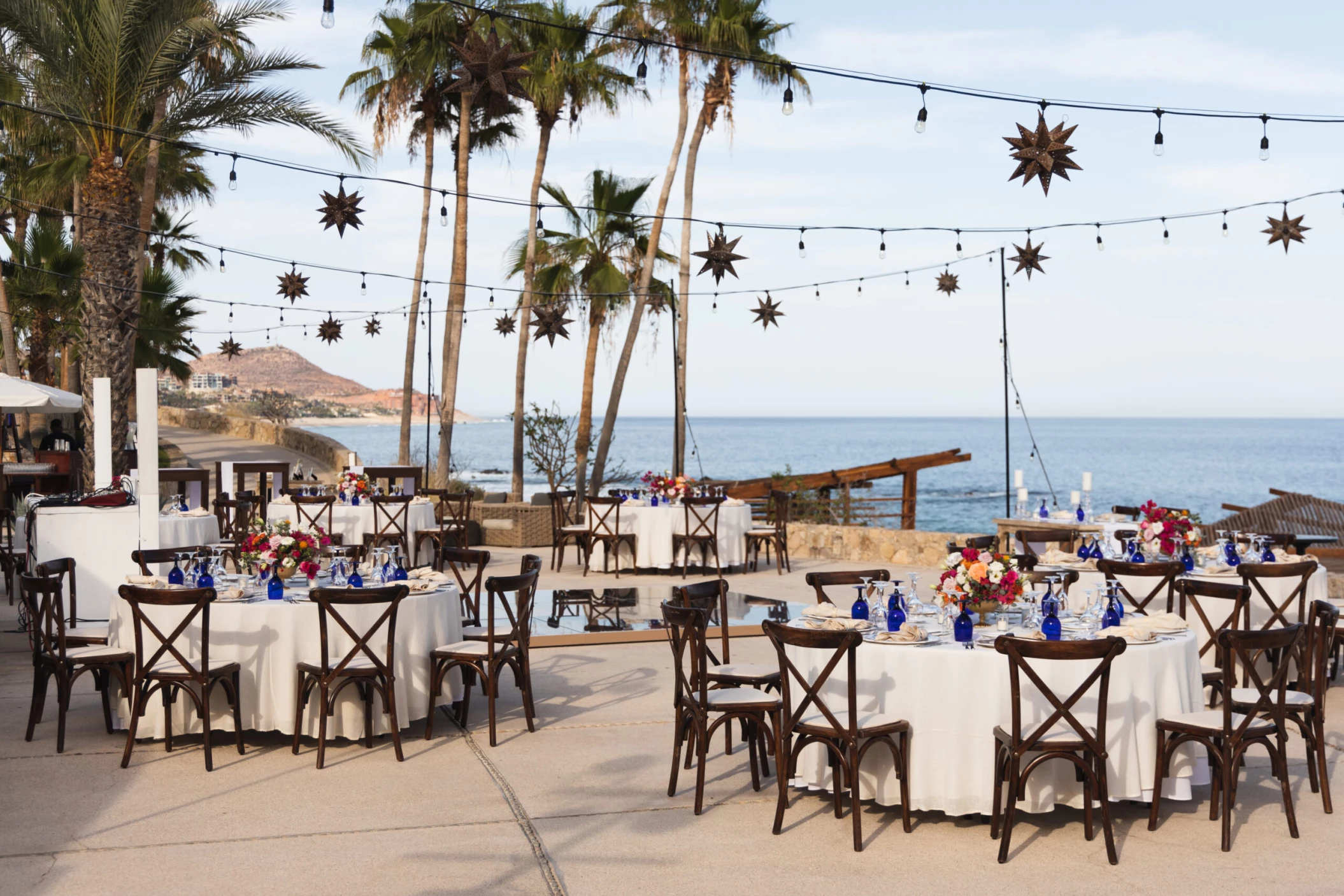 Dinner reception on the whale watching terrace at Hilton Los Cabos Beach and Golf