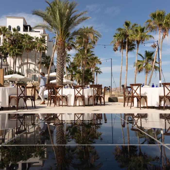 Dinner reception on the whale watching terrace at Hilton Los Cabos Beach and Golf