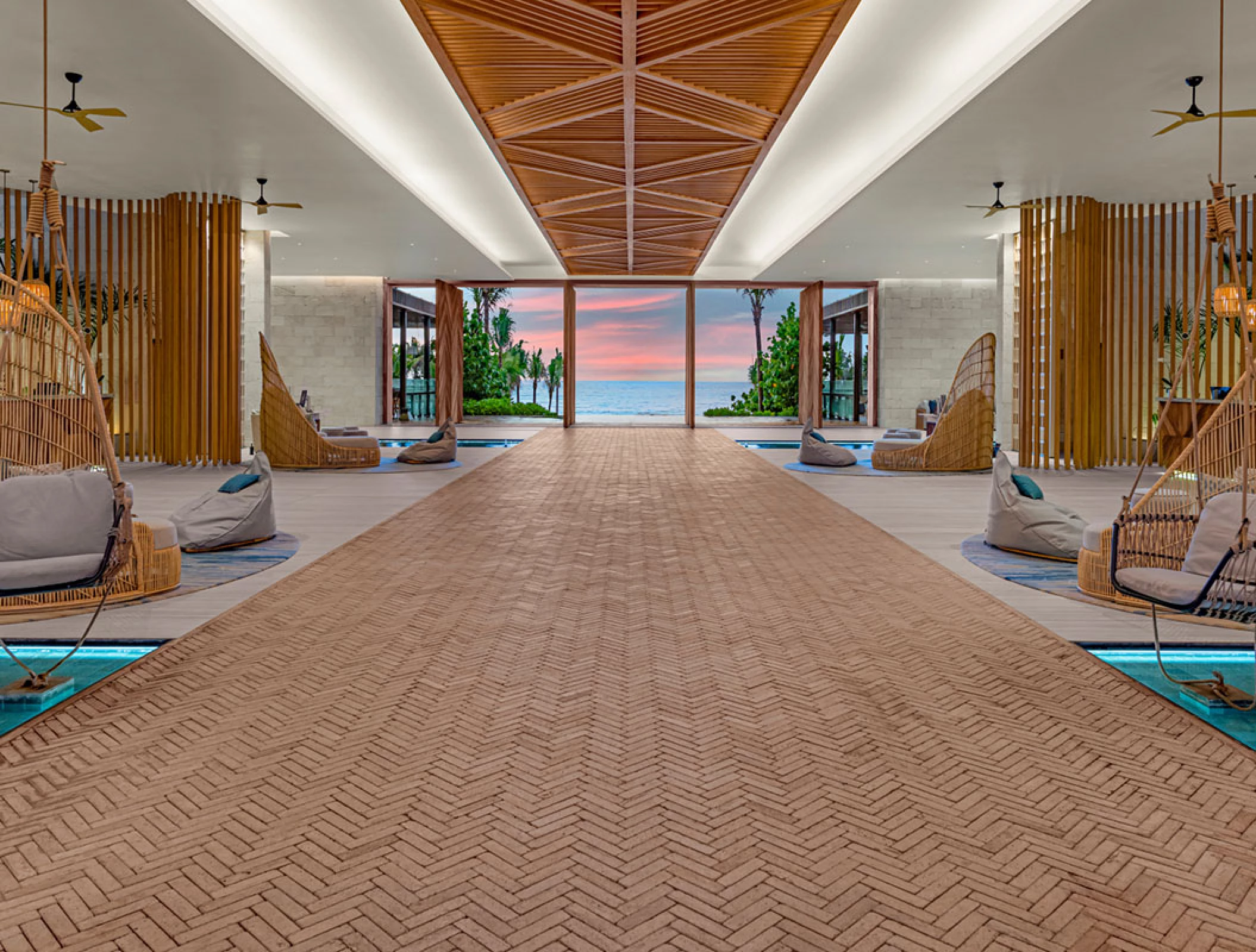 Hilton Tulum lounge areas.