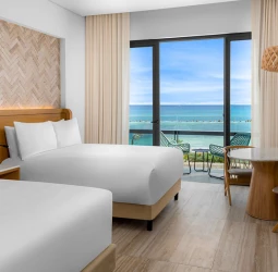 2 bed ocean view room at Hilton Tulum.