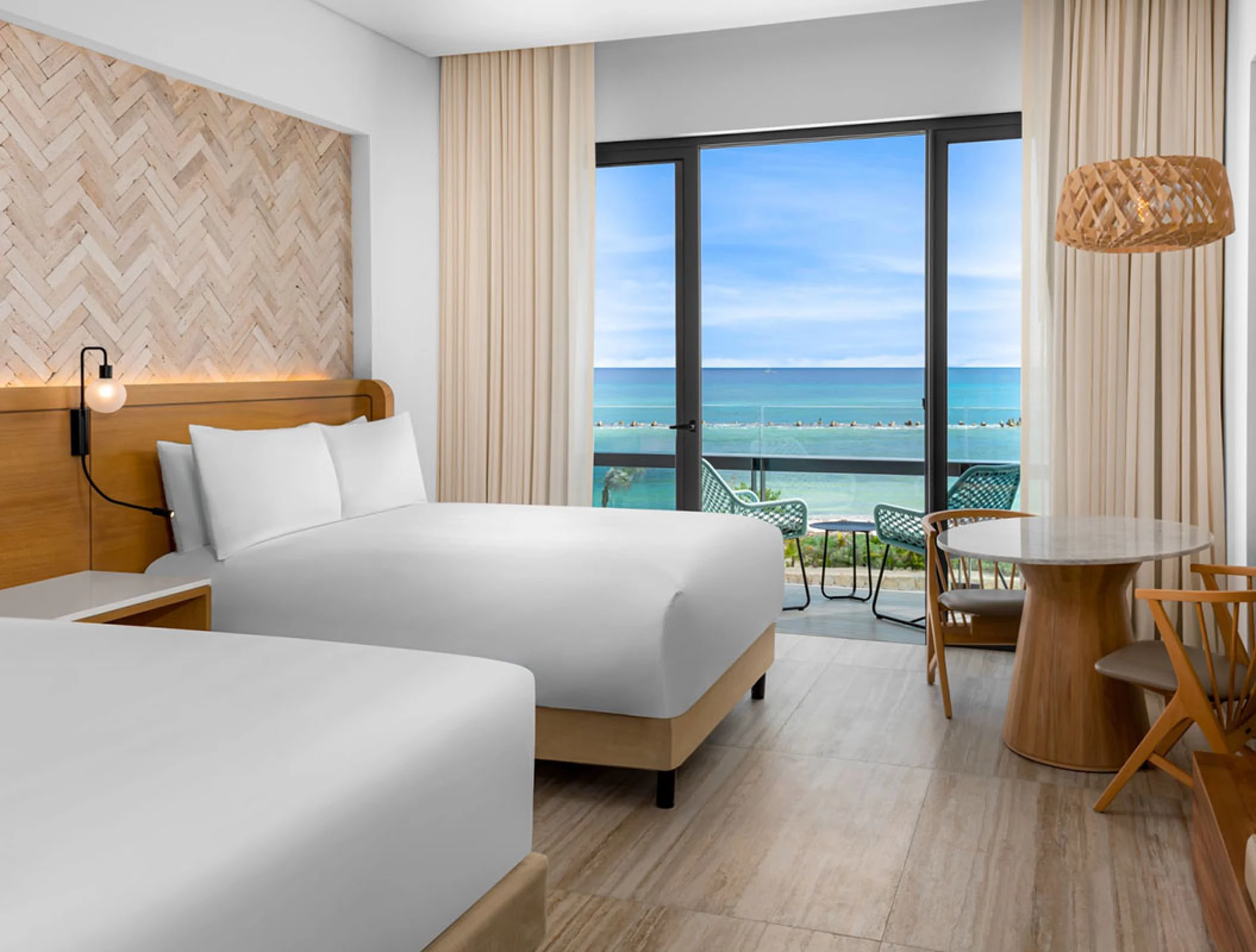 2 bed ocean view room at Hilton Tulum.