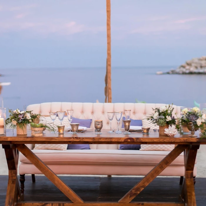 Dinner reception on the beach club at Hotel el Ganzo los cabos