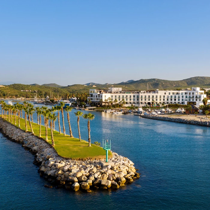 Aerial view of beach club at Hotel El Ganzo Los Cabos