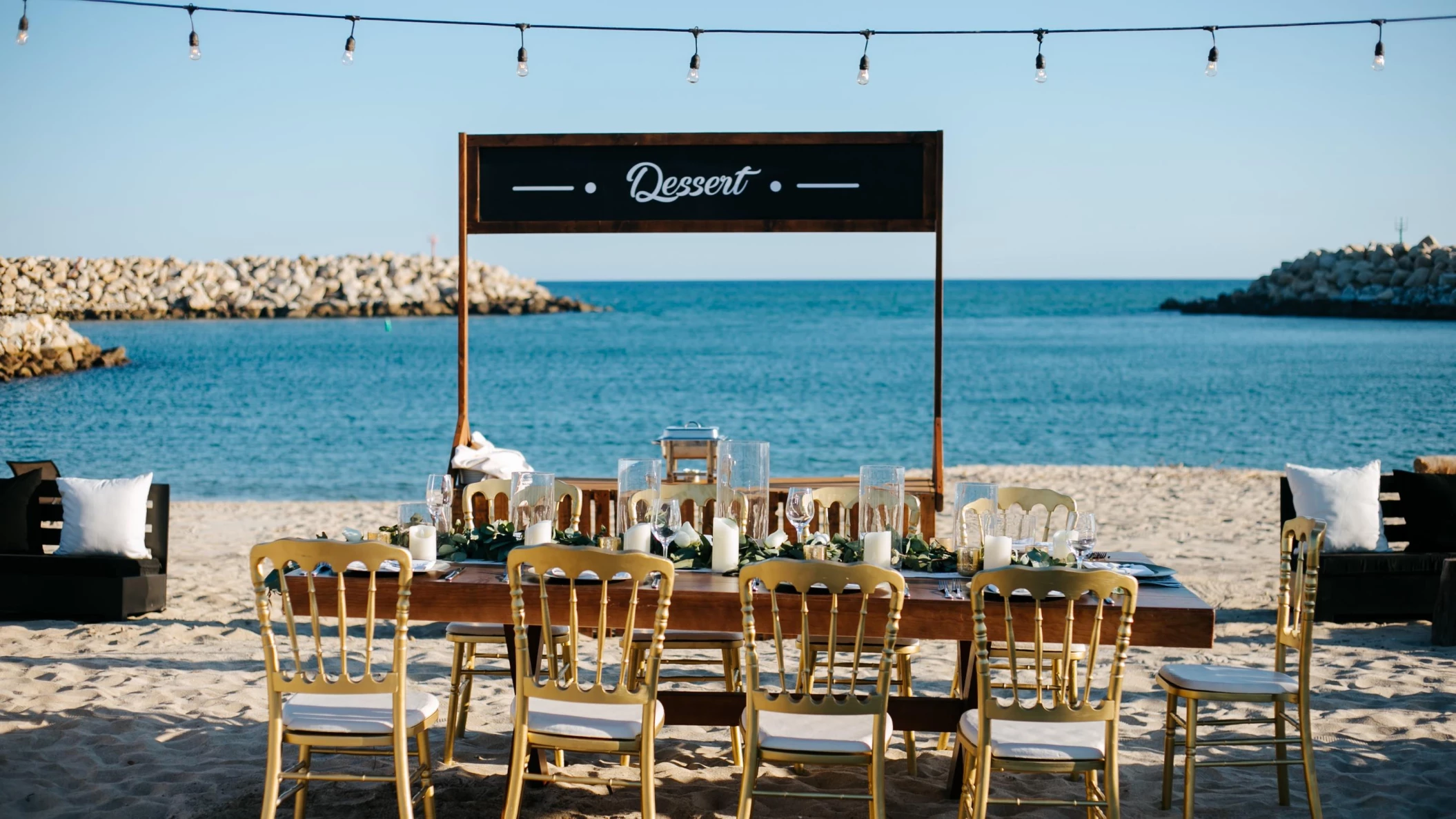 Dinner reception on the beach club at Hotel el Ganzo los cabos