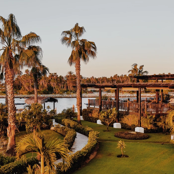 Garden and el restaurante at Hotel El Ganzo Los Cabos