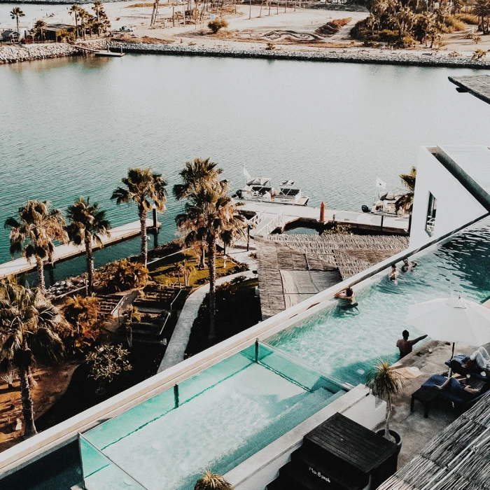 Aerial view of rooftop at Hotel El Ganzo Los Cabos