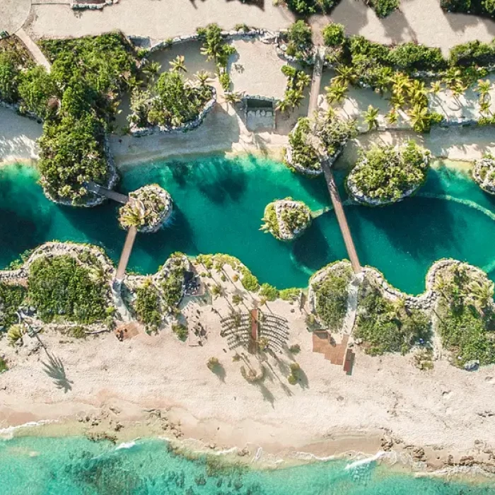 Xcaret Arte arial of lagoon