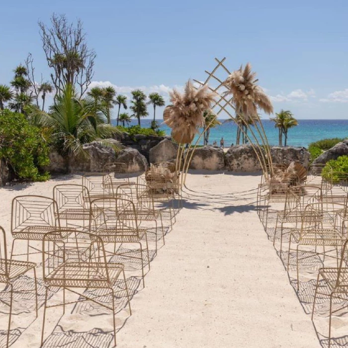 Ceremony decor on the mirador artistas at hotel xcaret arte