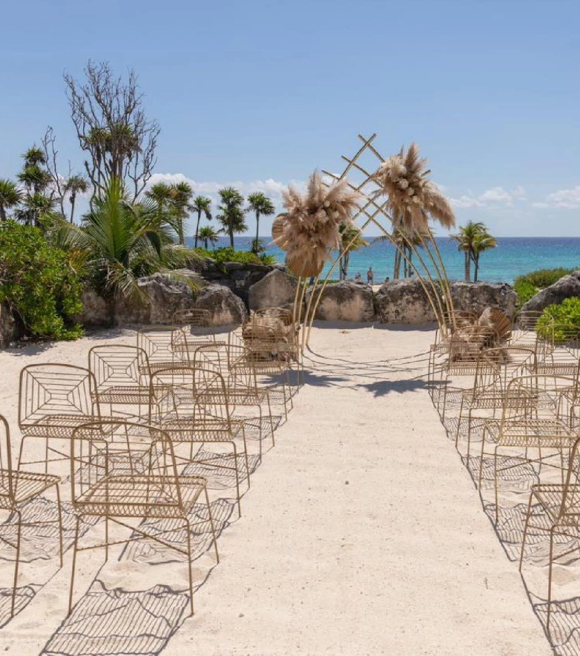 Ceremony decor on the mirador artistas at hotel xcaret arte