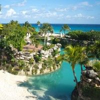 beach wedding venue area with lagoon at Hotel Xcaret Mexico