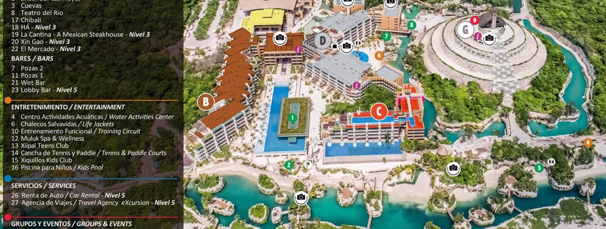 Resort map of Hotel Xcaret Mexico