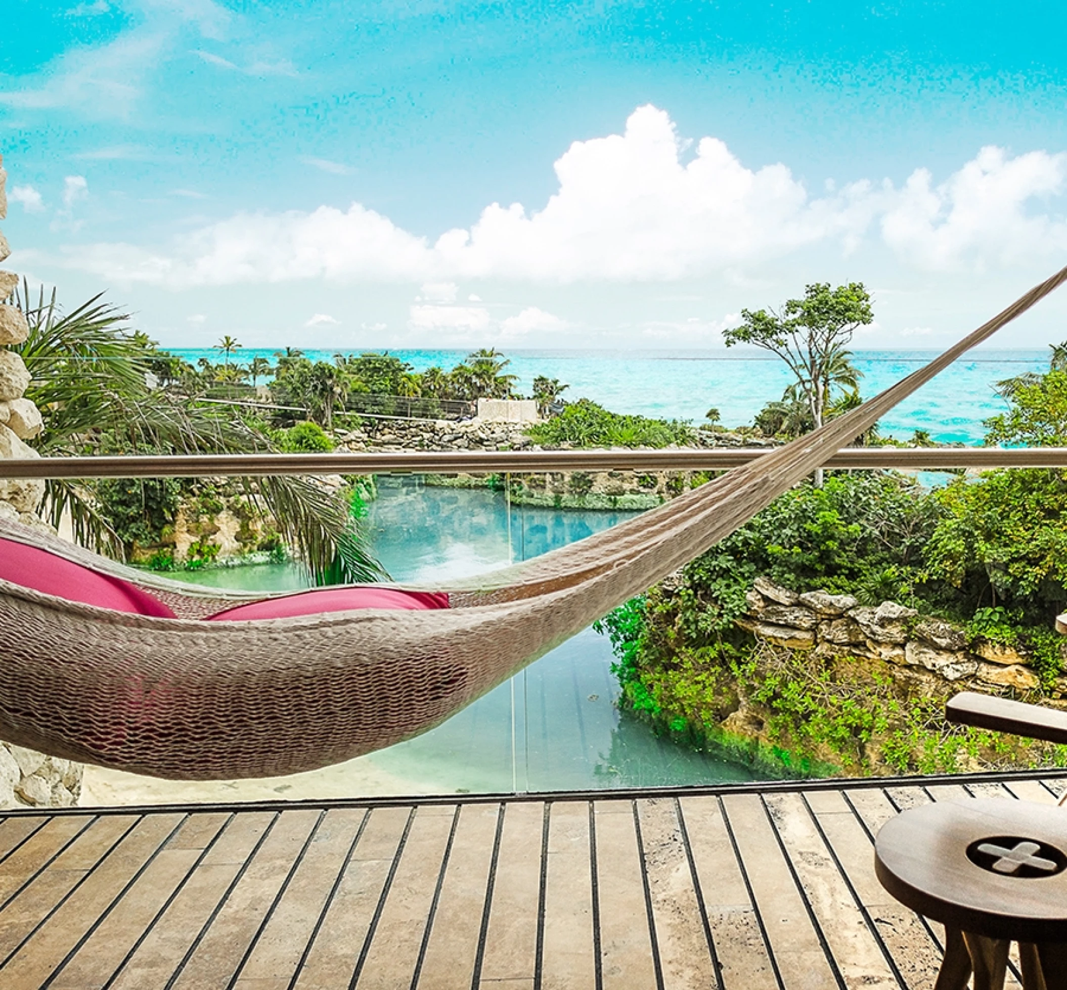 Hotel Xcaret balcony room view with hammock