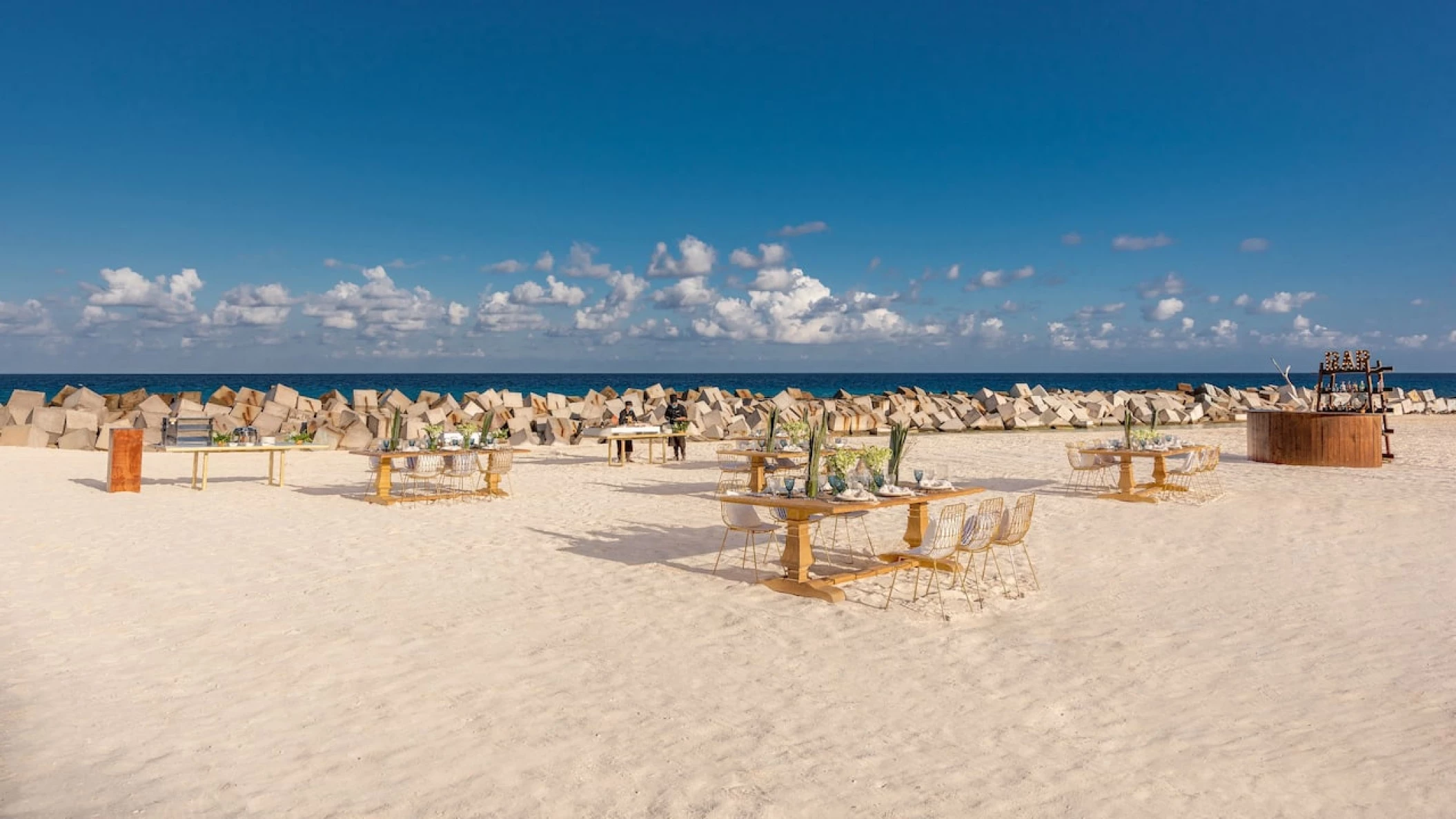 Sahara Beach wedding set up at Hyatt Ziva Cancun