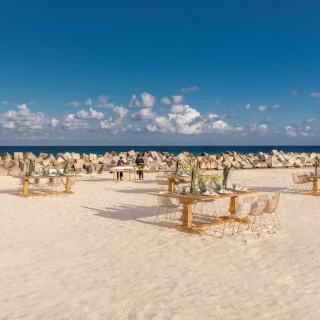 Sahara Beach wedding set up at Hyatt Ziva Cancun