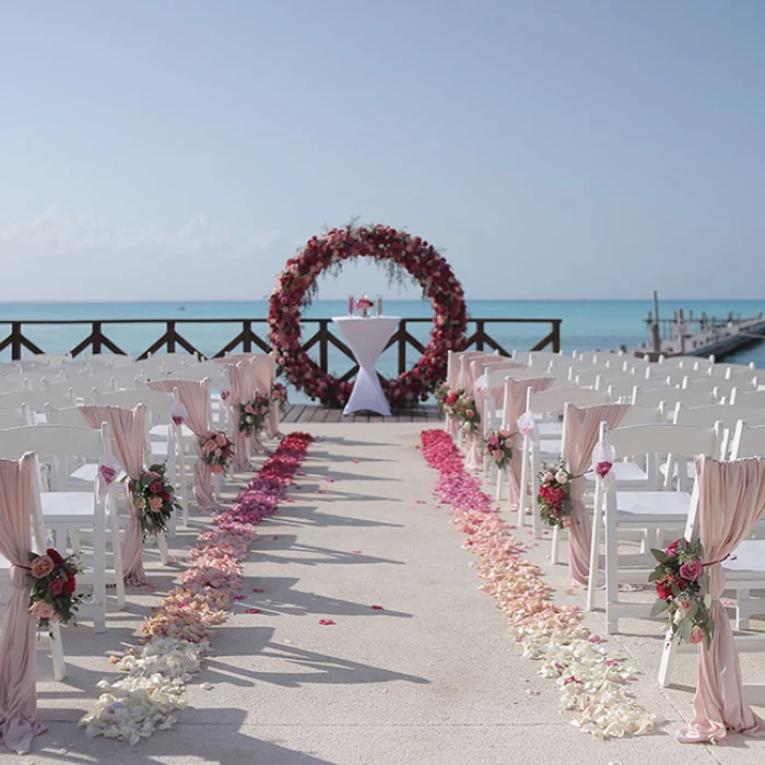 Ceremony Setup at Fire Pit venue at Hyatt Ziva Cancun