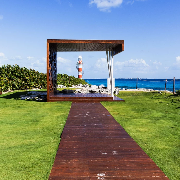 Hyatt Ziva Cancun lighthouse terrace wedding venue.