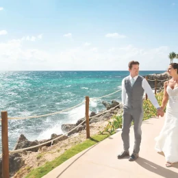 Couple celebration their ceremony in the gazebo at Hyatt Ziva Cancun