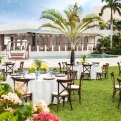 Dinner reception in central garden wedding venue at Hyatt Ziva Riviera Cancun